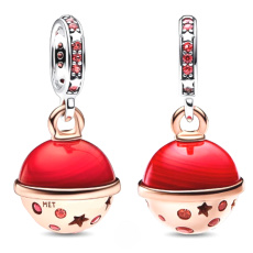 Charm Planeta Mars, Murano dvoubarevný třpytivý přívěsek na náramek vesmír