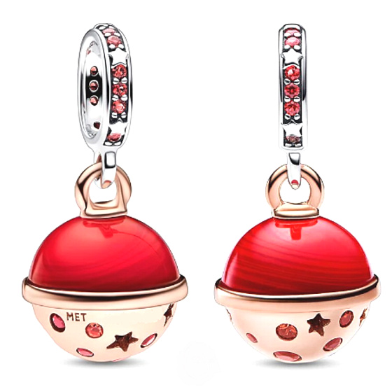 Charm Planeta Mars, Murano dvoubarevný třpytivý přívěsek na náramek vesmír