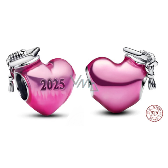 Charm Sterlingové stříbro 925 Gradace Růžové promoční srdce 2025, korálek na náramek gradace