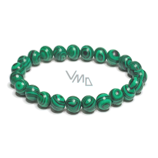 Malachit náramek elastický, kulička 8 mm / 16 - 17 cm, syntet. kámen splněných přání Malachit náramek elastický, kulička 8 mm / 16 - 17 cm, syntet. kámen splněných přání