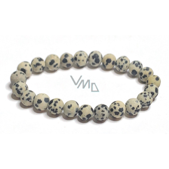 Jaspis Dalmatin matný náramek elastický přírodní kámen, kulička 8 mm / 16 - 17 cm, kámen pozitivní energie Jaspis Dalmatin matný náramek elastický přírodní kámen, kulička 8 mm / 16 - 17 cm, kámen pozitivní energie
