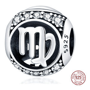 Charm znamení zvěrokruhu Panna + zirkony, korálek na náramek