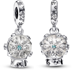 Charm Sterlingové stříbro 925 Sněžítko s vločkou, přívěsek na náramek Vánoce