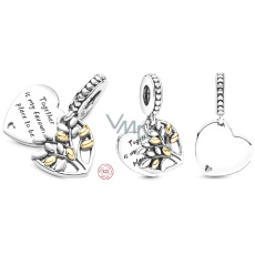 Charm Sterlingové stříbro 925 Srdce a strom života 2v1, přívěsek na náramek rodina Charm Sterlingové stříbro 925 Srdce a strom života 2v1, přívěsek na náramek rodina