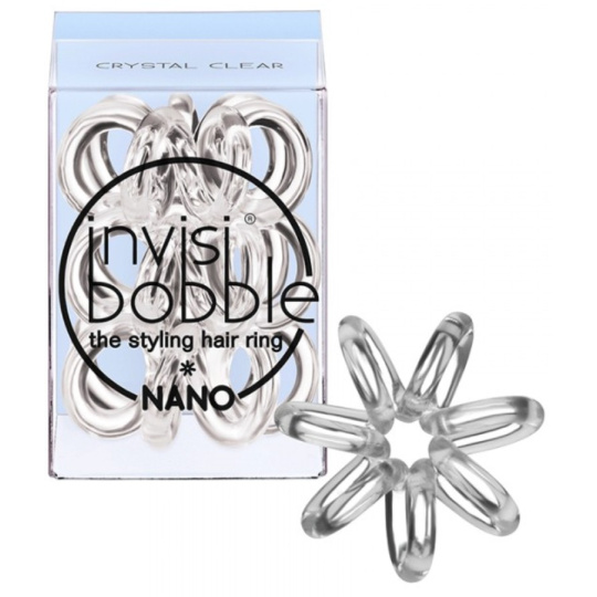 Invisibobble Nano Crystal Clear Gumička do vlasů průhledná spirálová 3 kusy