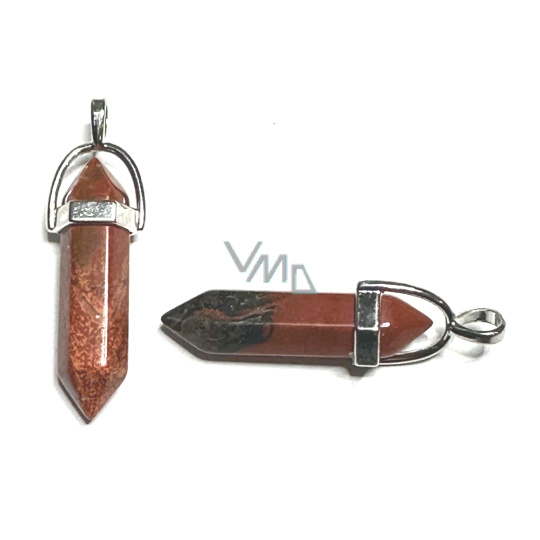 Jaspis červený kyvadlo šestihran přívěsek přírodní kámen 41 x 13 mm, kámen úplné péče Jaspis červený kyvadlo šestihran přívěsek přírodní kámen 41 x 13 mm, kámen úplné péče