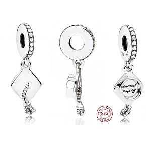 Charm Graduation - maturitní čepice - Tvrdá práce se vyplácí, Absolvent přívěsek na náramek, gradace