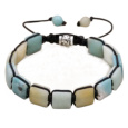 Amazonit náramek pletený přírodní kámen, rozměr 10 x 10 x 5 mm / 18,5 cm, posuvné zapínání, kámen naděje