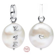 Charm Sterlingové stříbro 925 Mini medailon - Máma umělá perla, přívěsek na náramek rodina