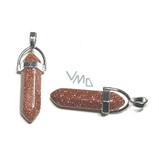 Goldstone zlatý kyvadlo šestihran přívěsek 41 x 13 mm, kámen ambicí Goldstone zlatý kyvadlo šestihran přívěsek 41 x 13 mm, kámen ambicí