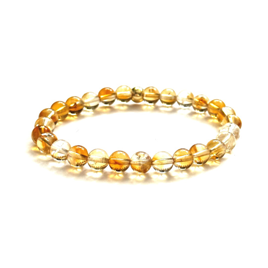 Citrín náramek elastický z přírodního kamene, kulička 6 mm / 16 - 17 cm, AA kvalita, kámen hojnosti, úspěchu