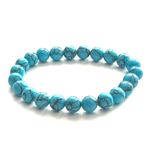 Bransoletka z turkitu elastyczna naturalny kamień, koralik 8 mm / 16 - 17 cm, kamień młodych ludzi, szukający cel życiowy, ochrona Bransoletka z turkitu elastyczna naturalny kamień, koralik 8 mm / 16 - 17 cm, kamień młodych ludzi, szukający cel życiowy, ochrona