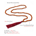 108 Mala Rudraksha meditační šperk, vázaný přírodní náhrdelník, ruční výroba, korálek 8 mm, střapec 8 cm, červený