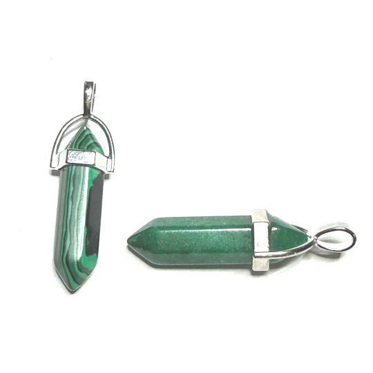 Malachit kyvadlo šestihran přívěsek přírodní kámen 41 x 13 mm, kámen splněných přání Malachit kyvadlo šestihran přívěsek přírodní kámen 41 x 13 mm, kámen splněných přání
