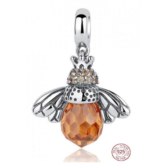 Charm Sterlingové stříbro 925 Včelí královna, přívěsek na náramek zvíře