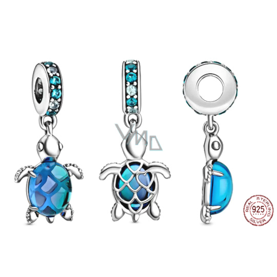 Charm Srebrna żółw z Murano szkła, zawieszka na bransoletkę zwierzę