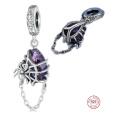 Charm Sterlingové stříbro 925 Pavučina s pavoukem, přívěsek na náramek Halloween