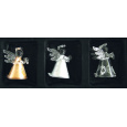 Andělé ze skla sada 3 kusy zlatý, stříbrný čirý 4,5 cm