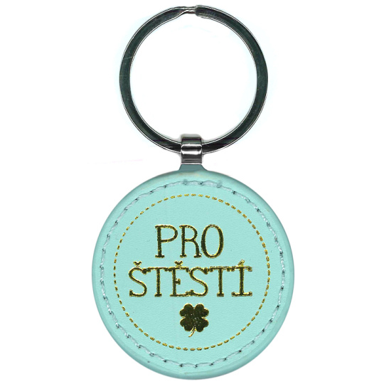 Nekupto Klíčenka kulatá z koženky Pro štěstí 4,5 cm Nekupto Klíčenka kulatá z koženky Pro štěstí 4,5 cm