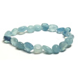 Akvamarin Troml náramek elastický přírodní kámen vyrobený z lesklých a zaoblených kamenů 8 - 12 mm / 16 - 17 cm, kámen námořníků, léčivá síla oceánu