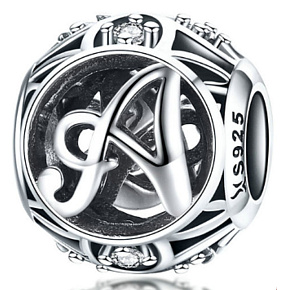 Charm Kouzelná abeceda písmeno A s květinami, korálek na náramek