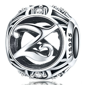 Charm Kouzelná abeceda písmeno Z + zirkony, korálek na náramek