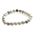 Magnezit / Howlit bílý náramek elastický přírodní kámen, kulička 8 mm / 16 - 17 cm, očistný kámen, uklidnění, harmonie, paměť