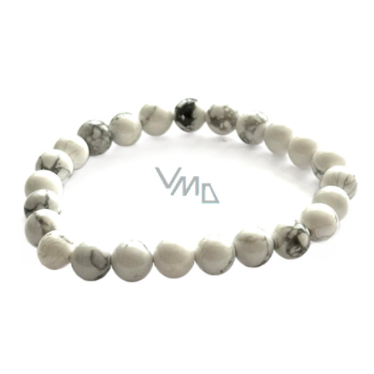 Magnezit / Howlit bílý náramek elastický přírodní kámen, kulička 8 mm / 16 - 17 cm, očistný kámen, uklidnění, harmonie, paměť Magnezit / Howlit bílý náramek elastický přírodní kámen, kulička 8 mm / 16 - 17 cm, očistný kámen, uklidnění, harmonie, paměť