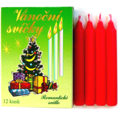 Romantické světlo Vánoční svíčky krabička hoření 90 minut červené 12 kusů