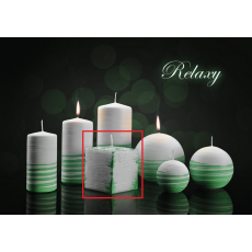 Lima Aromatická spirála Relaxy svíčka bílo - zelená krychle 65 x 65 mm 1 kus