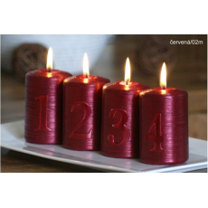 Lima Adventní sada s čísly svíčka červená válec 60 x 90 mm 4 kusy