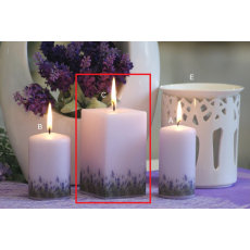 Lima Lavender vonná svíčka světle fialová hranol 65 x 120 mm 1 kus