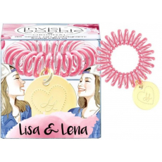 Invisibobble Original Lisa & Lena originální vlasová gumička čirá s tmavě růžovým proužkem 1 kus