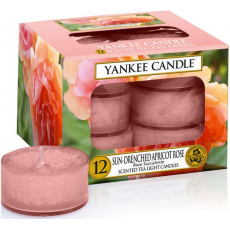 Yankee Candle Sun Drenched Apricot Rose - Vyšisovaná meruňková růže vonná čajová svíčka 12 x 9,8 g