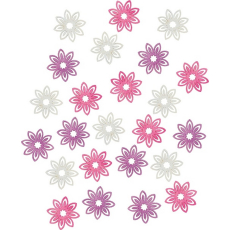 Květy dřevěné fialová, bílá, růžová 2 cm 24 kusů