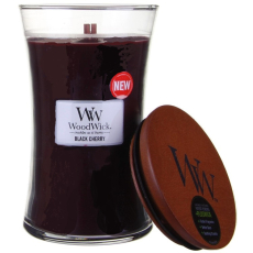 WoodWick Black Cherry - Černá třešeň vonná svíčka s dřevěným knotem a víčkem sklo velká 609,5 g