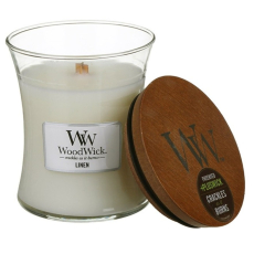 WoodWick Linen - Čistý len vonná svíčka s dřevěným knotem a víčkem sklo malá 85 g