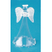 Anděl skleněný s průhlednou sukní na postavení 11 cm