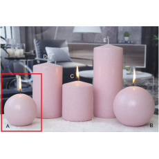 Lima Ice pastel svíčka růžová koule 80 mm 1 kus