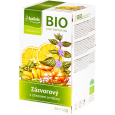 Apotheke Bio Zázvor s citronem a mátou bylinný čaj napomáhá k trávení, obranyschopnosti 20 x 1,5 g