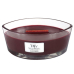 WoodWick Black Cherry - Černá třešeň vonná svíčka s dřevěným širokým knotem a víčkem sklo loď 453 g