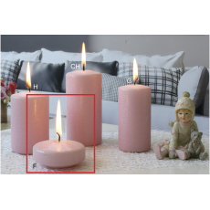 Lima Ice pastel svíčka růžová plovoucí čočka 70 x 30 mm 1 kus