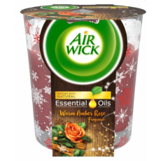 Air Wick Essential Oils Warm Amber Rose - Jantarová růže vonná svíčka ve skle 105 g