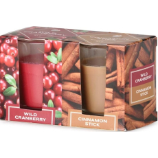 Emocio Wild Cranberry & Cinnamon Stick - Divoká brusinka a skořice vonná svíčka sklo 52 x 65 mm 2 kusy v krabičce