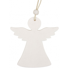 Anděl dřevěný závěsný bílý 9 cm 2 kusy