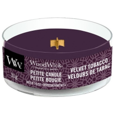 WoodWick Velvet Tobacco - Sametový tabák vonná svíčka s dřevěným knotem petite 31 g