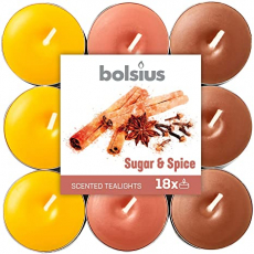 Bolsius Aromatic Sugar & Spice - Cukr a koření vonné čajové svíčky 18 kusů, doba hoření 4 hodiny