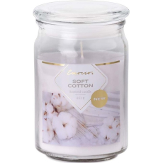 Emocio Soft Cotton - Hebká bavlna vonná svíčka sklo se skleněným víčkem 453 g 93 x 142 mm