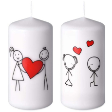 Emocio Zamilovaný pár svíčka bílá válec 60 x 120 mm 1 kus
