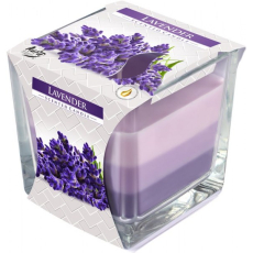 Bispol Lavender - Levandule tříbarevná vonná svíčka sklo, doba hoření 32 hodin 170 g